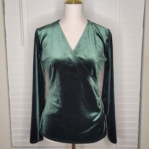Talbots Fall Winter Velvet Forest Green Whimsigoth Goth Witchy‎ Faux Wrap Small